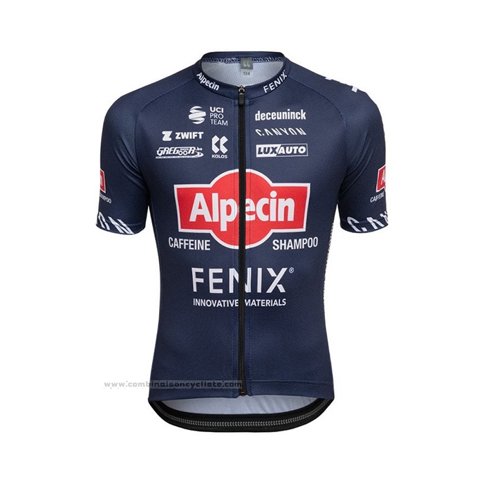 2022 Maillot Cyclisme Alpecin Fenix Profond Bleu Manches Courtes et Cuissard